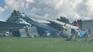 First responders secure the scene where a plane crashed near the Tullahoma Regional Airport in Coffee County, Tennessee, about 60 miles south of Nashville. - Tennessee Highway Patrol